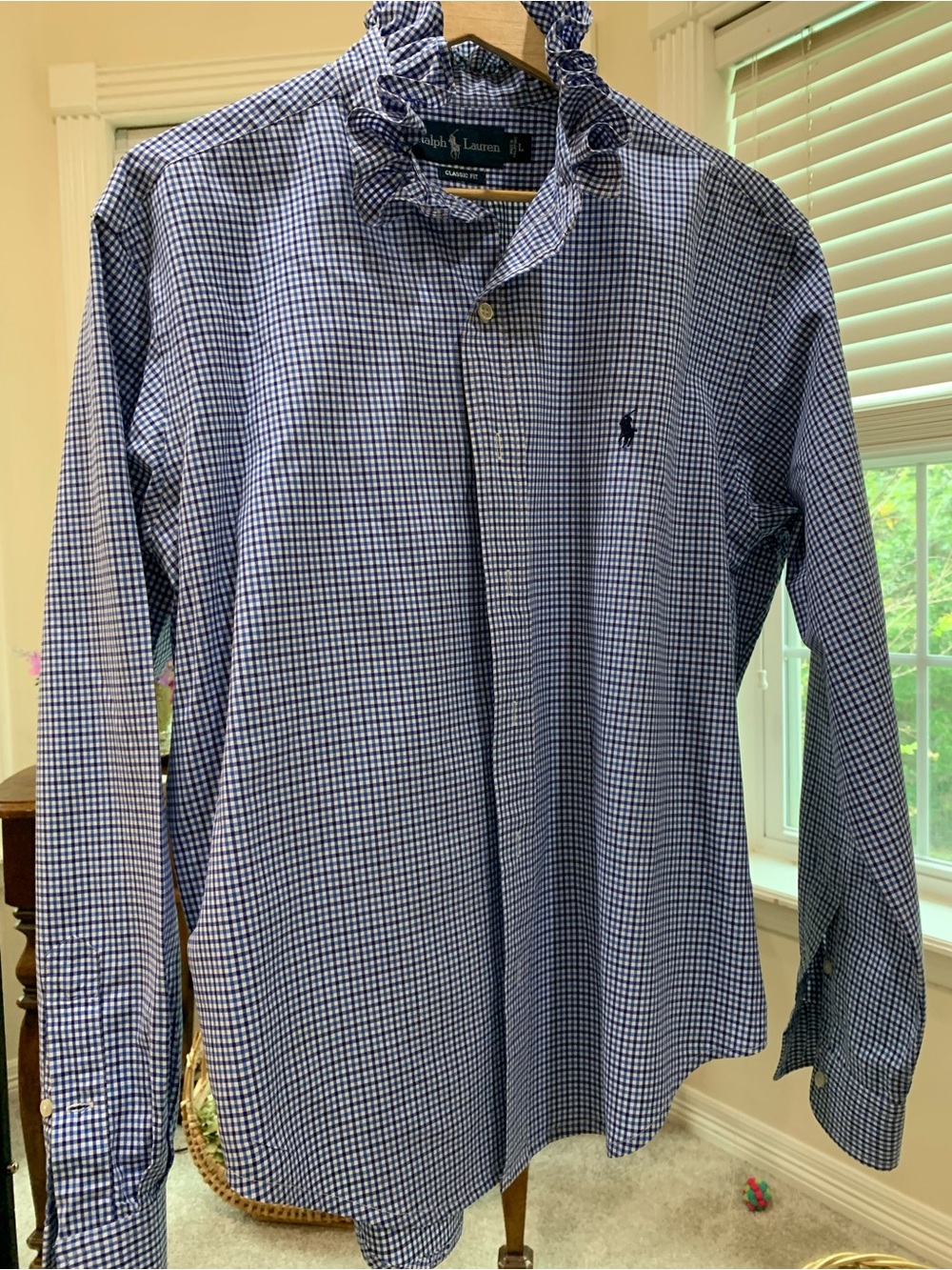 Ralph Lauren up-cycled for women Navy and White Check Dress Shirt - Picture 4 of 4